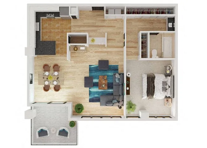 Floor plan 1 Bed 1 Bath C