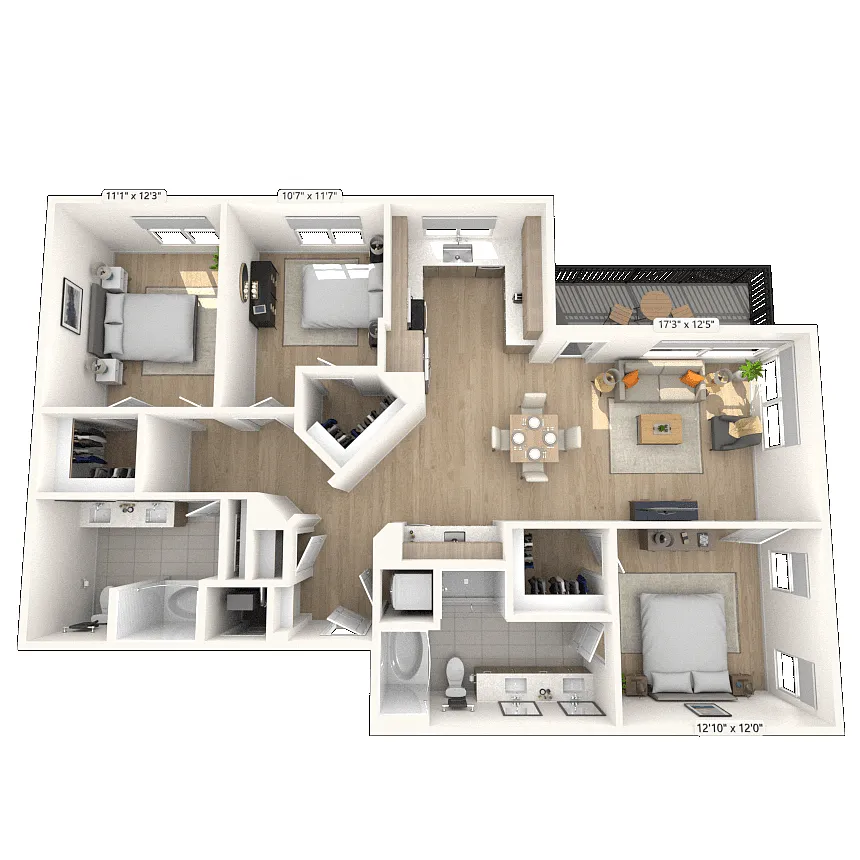 Floor plan C1 3x2 1517 SF