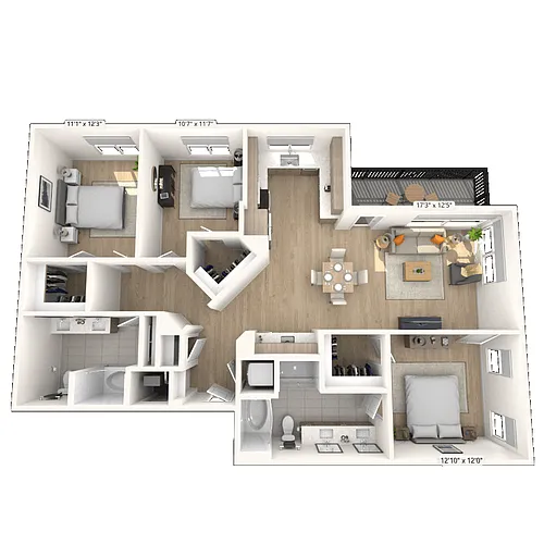 Floor plan C1 3x2 1517 SF