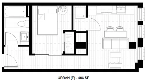 Floor plan Urban 1 Bed 1 Bath F