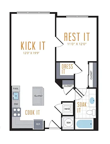 Floor plan 1 Bed 1 Bath