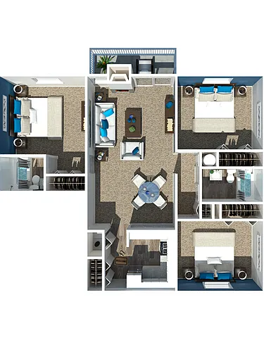 Floor plan Three Bedroom | Two Bathroom