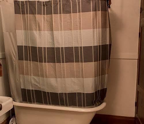 Bathroom with claw foot tub and shower