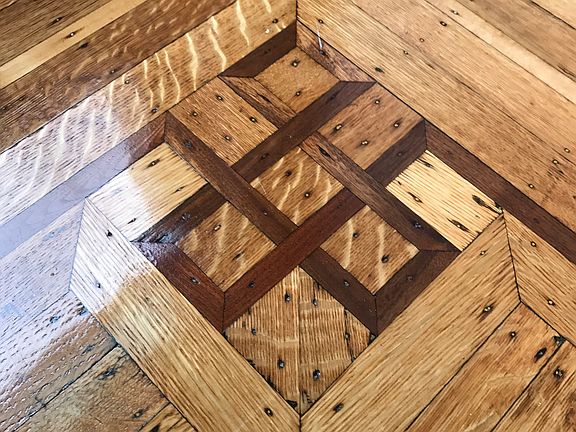 Original Inlaid Wood, Refinished.