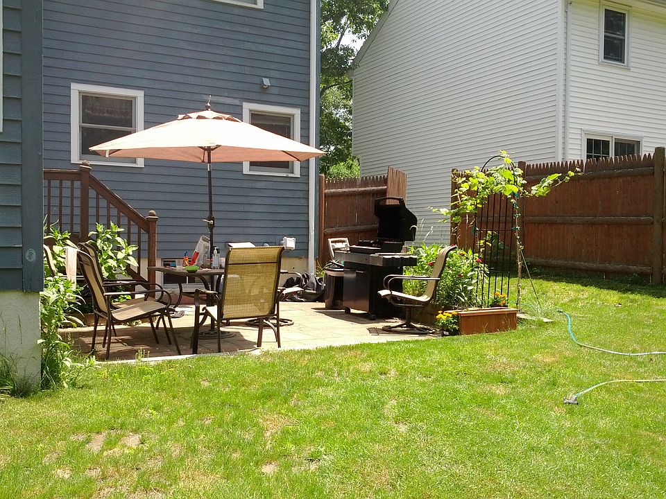 Back patio view in summer
