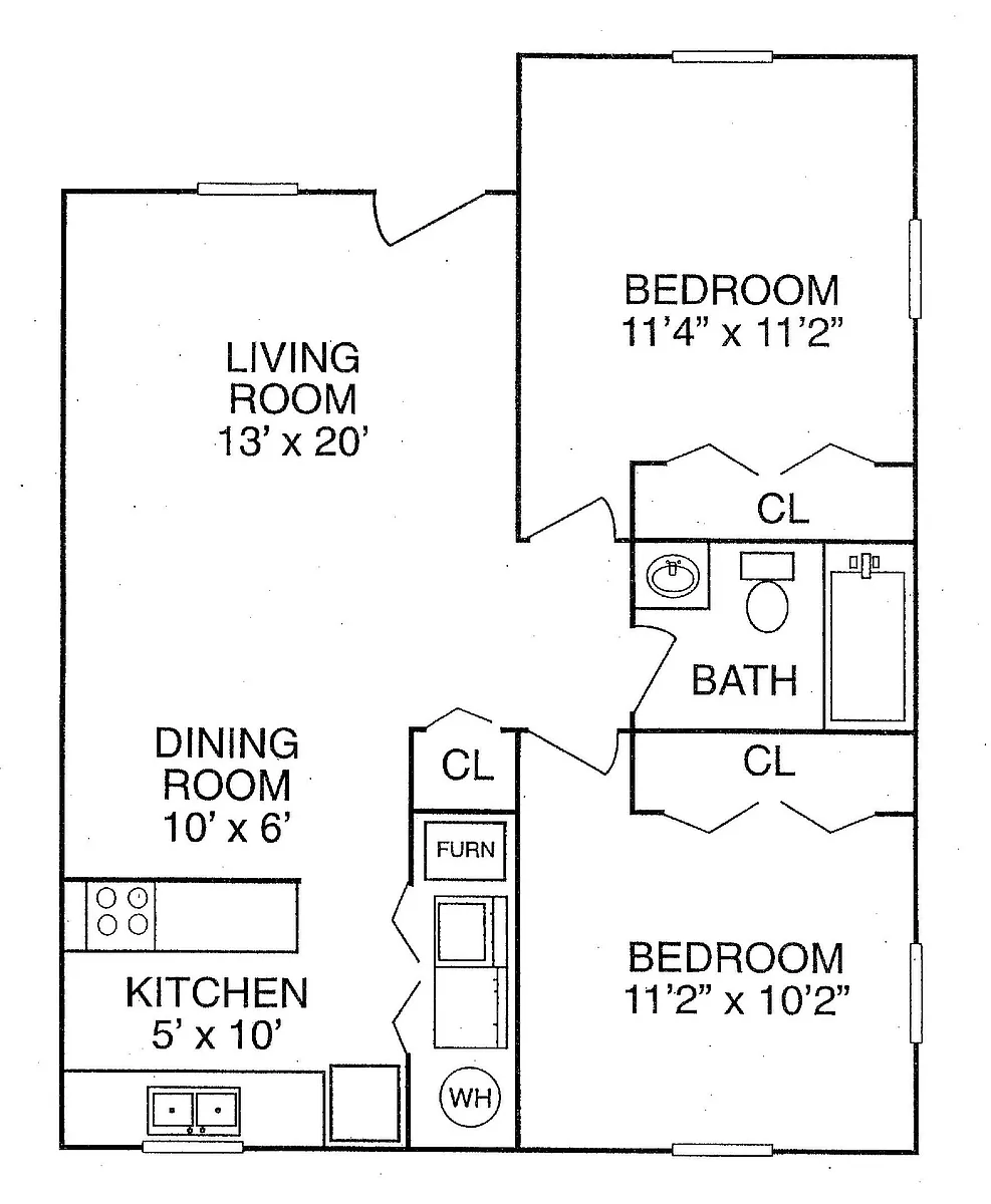 Floor plan 2 Bed 1 Bath | Cottage