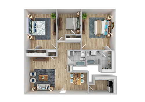 Floor plan Three Bedroom, Two Bathroom