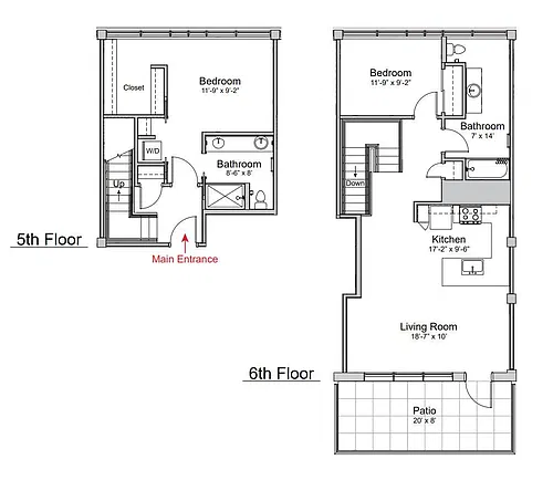 Floor plan Two Bedroom Penthouse