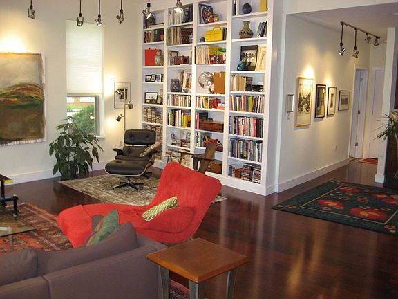 wall of built-in bookcases
