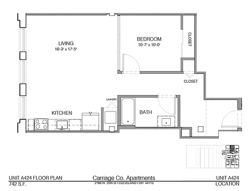 Floor plan c1-742 - 1 bed, 1 bath
