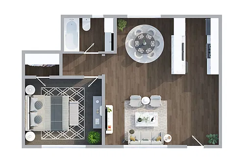 Floor plan Halsey 1-Bedroom