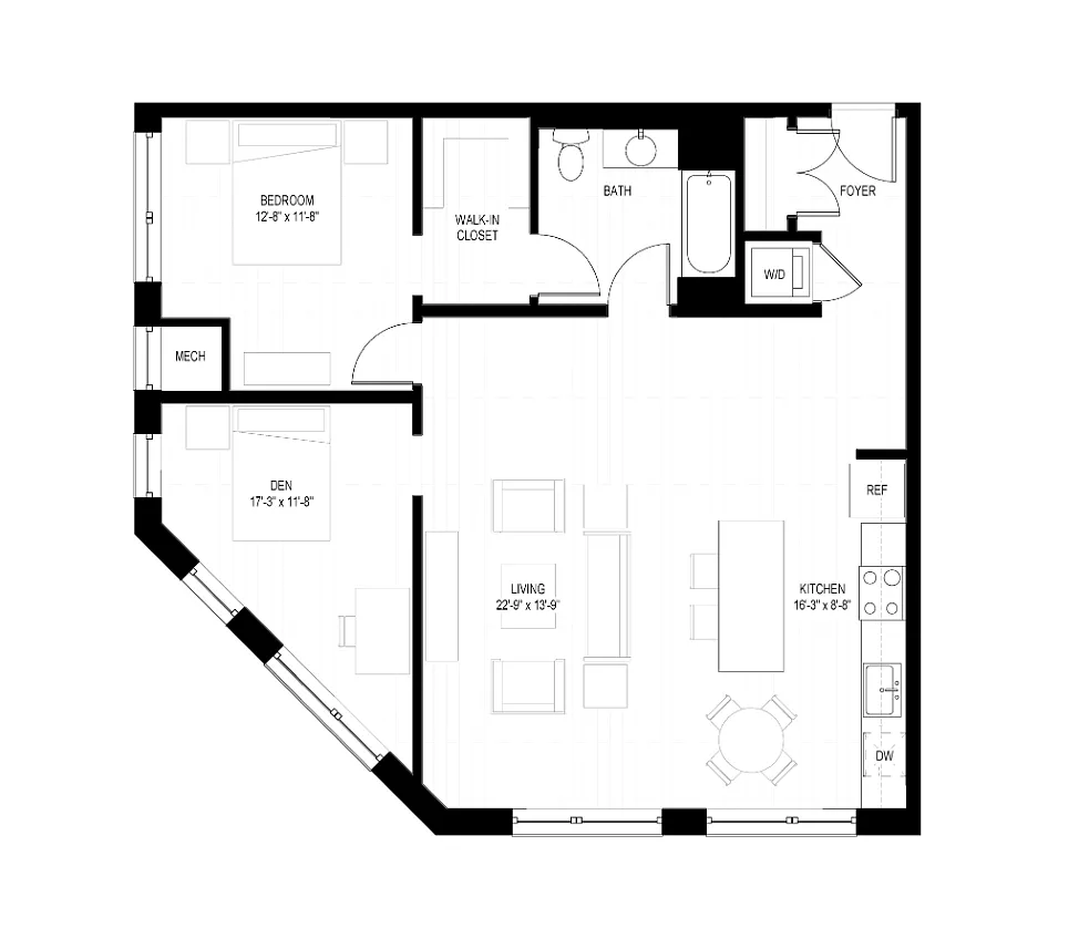 Floor plan 1 Bed Den C