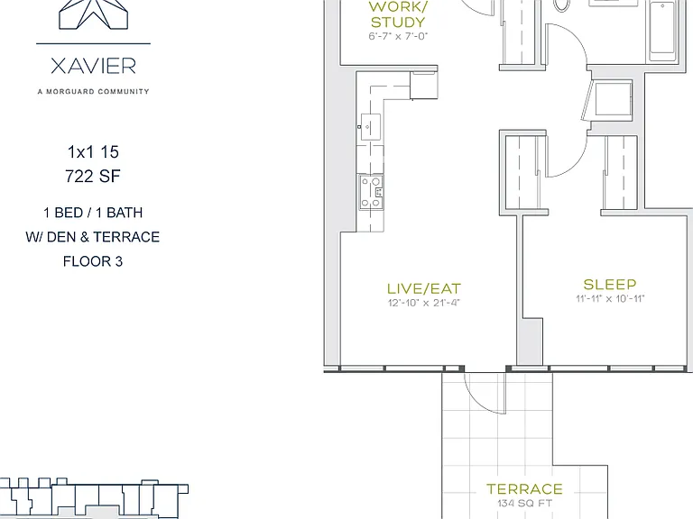 1x1 15 w/ Den & Terrace 1x1 15 w/ Den & Terrace