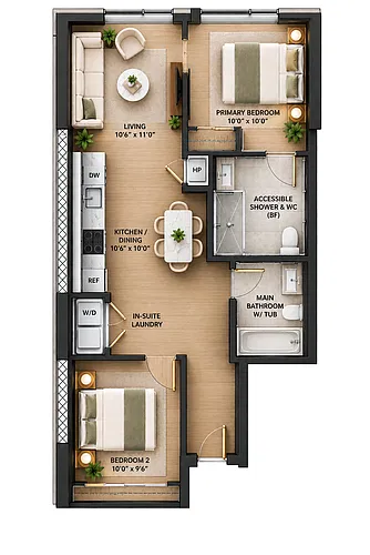 Floor plan 2 Bed 2 Bath
