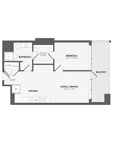 Floor plan 1 Bed/1 Bath-A12