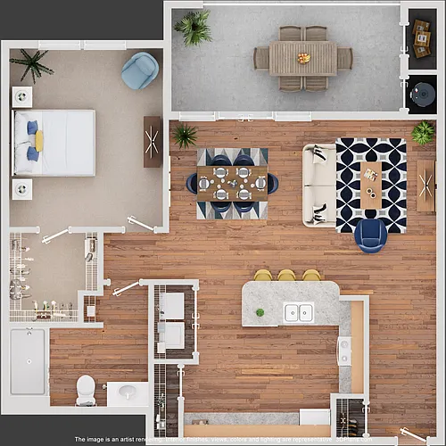 Floor plan One Bedroom - Miller