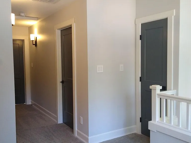 Upstairs living area, closet, and hall