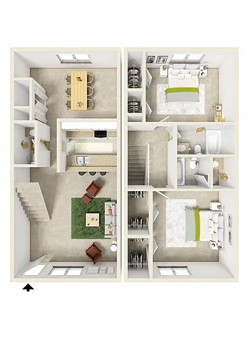 Floor plan 2-2.5 C: Two Bedroom C
