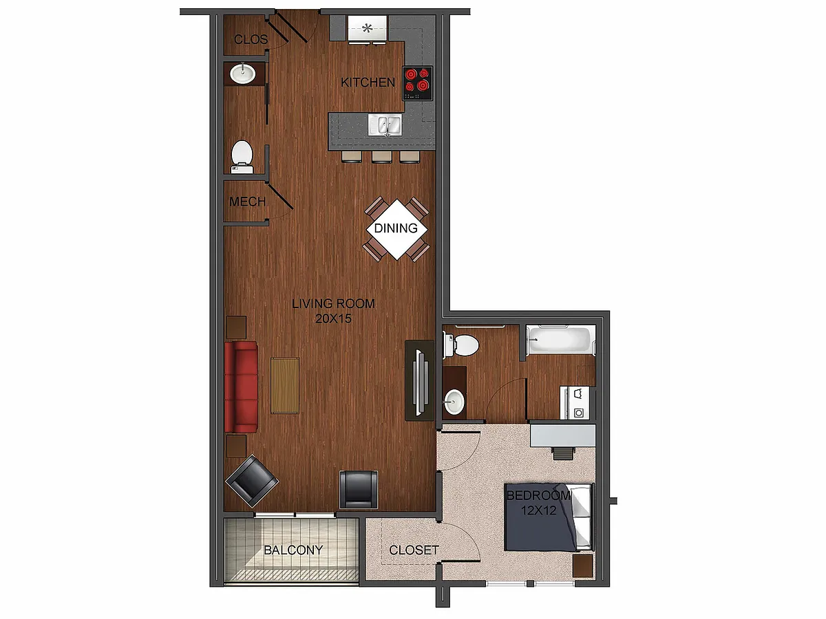 Floor plan 1 Bedroom Deluxe