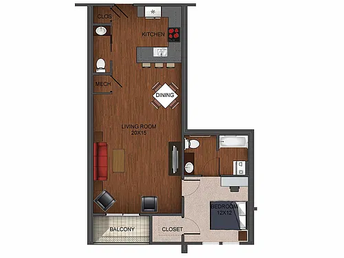 Floor plan 1 Bedroom Deluxe