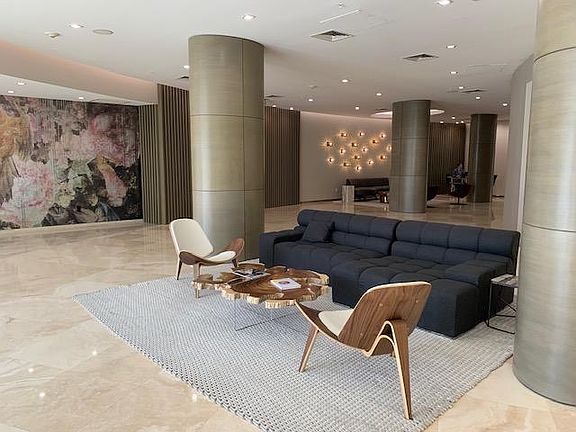 Lobby with lounge areas.