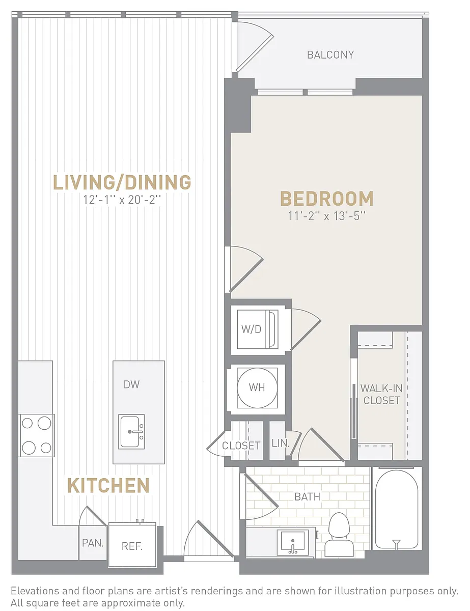 Floor plan 1 Bed 1 Bath-A01