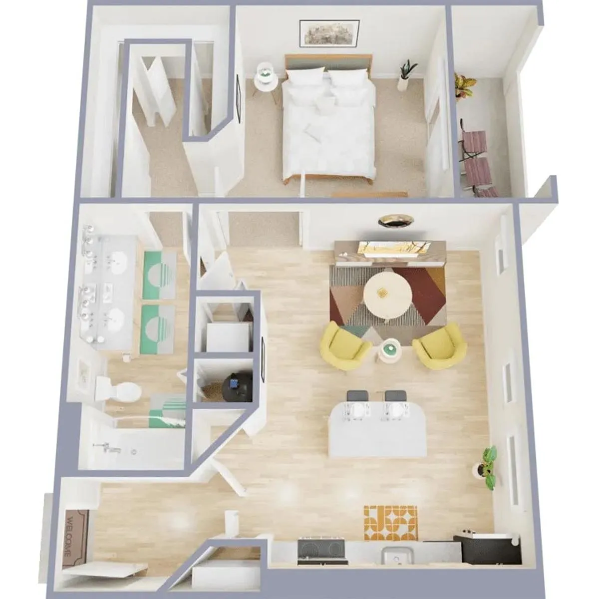 Floor plan One Bedroom Carriage House