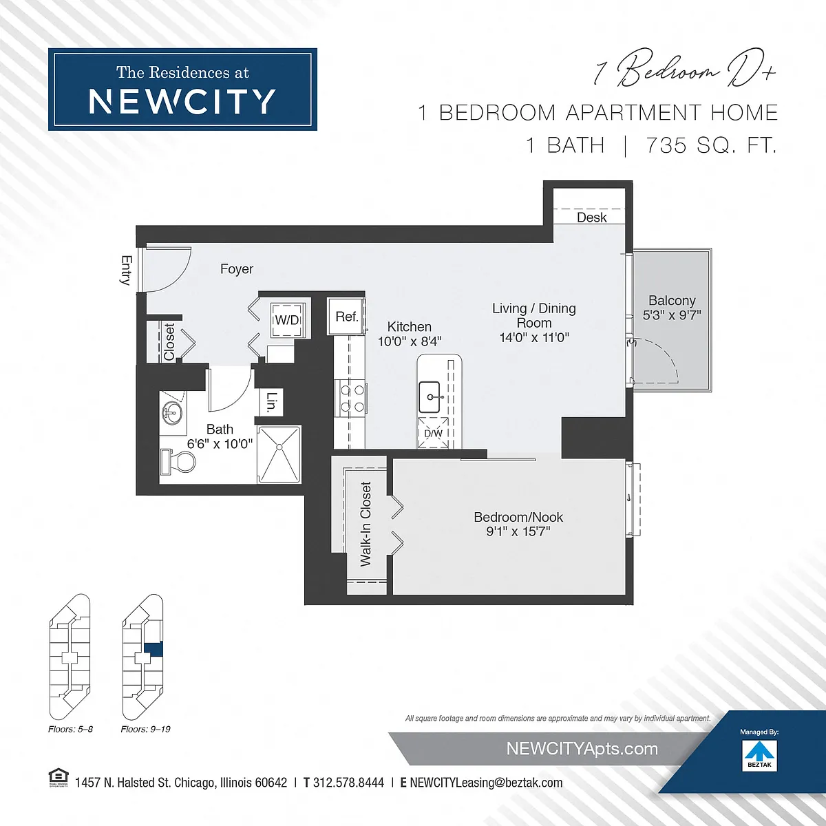Floor plan One Bedroom D+