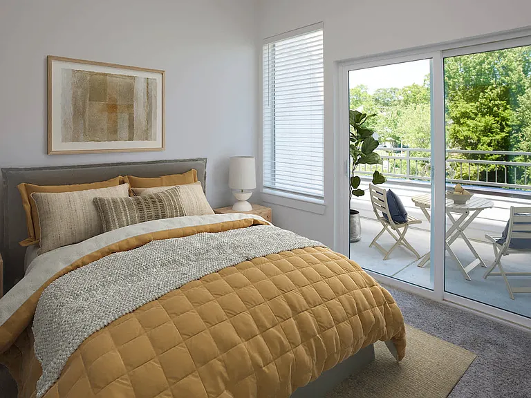 Carpeted Bedroom with Patio