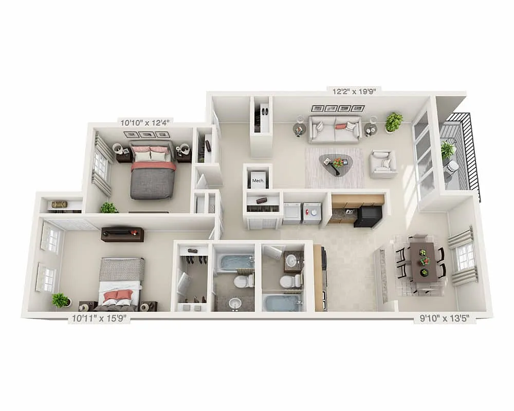 Floor plan Two Bedroom B2A