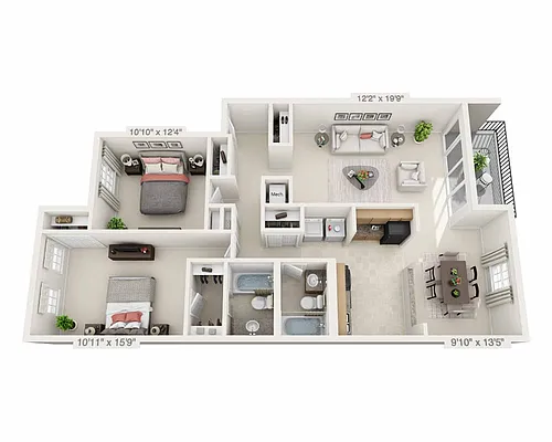 Floor plan Two Bedroom B2A