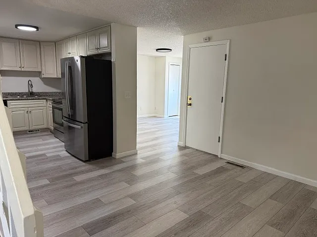 Dining, kitchen and living room