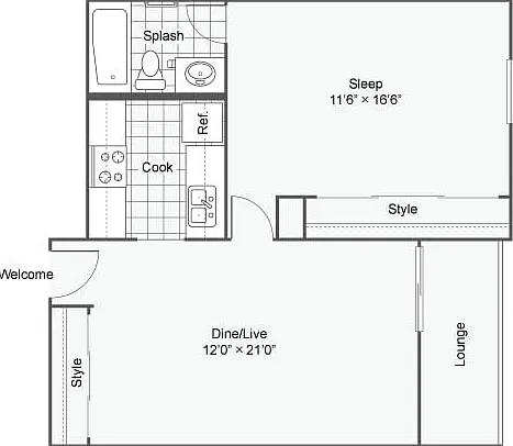 A4 | 1-Bedroom Floorplan A4 | 1-Bedroom Floorplan