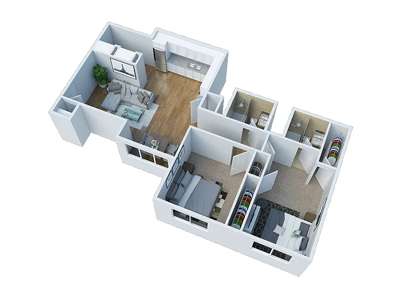 Floor plan 2BD, 2BTH RENOVATED