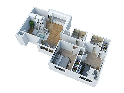 Floor plan 2BD, 2BTH RENOVATED