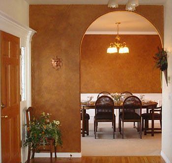 formal dining room with beautiful faux finish