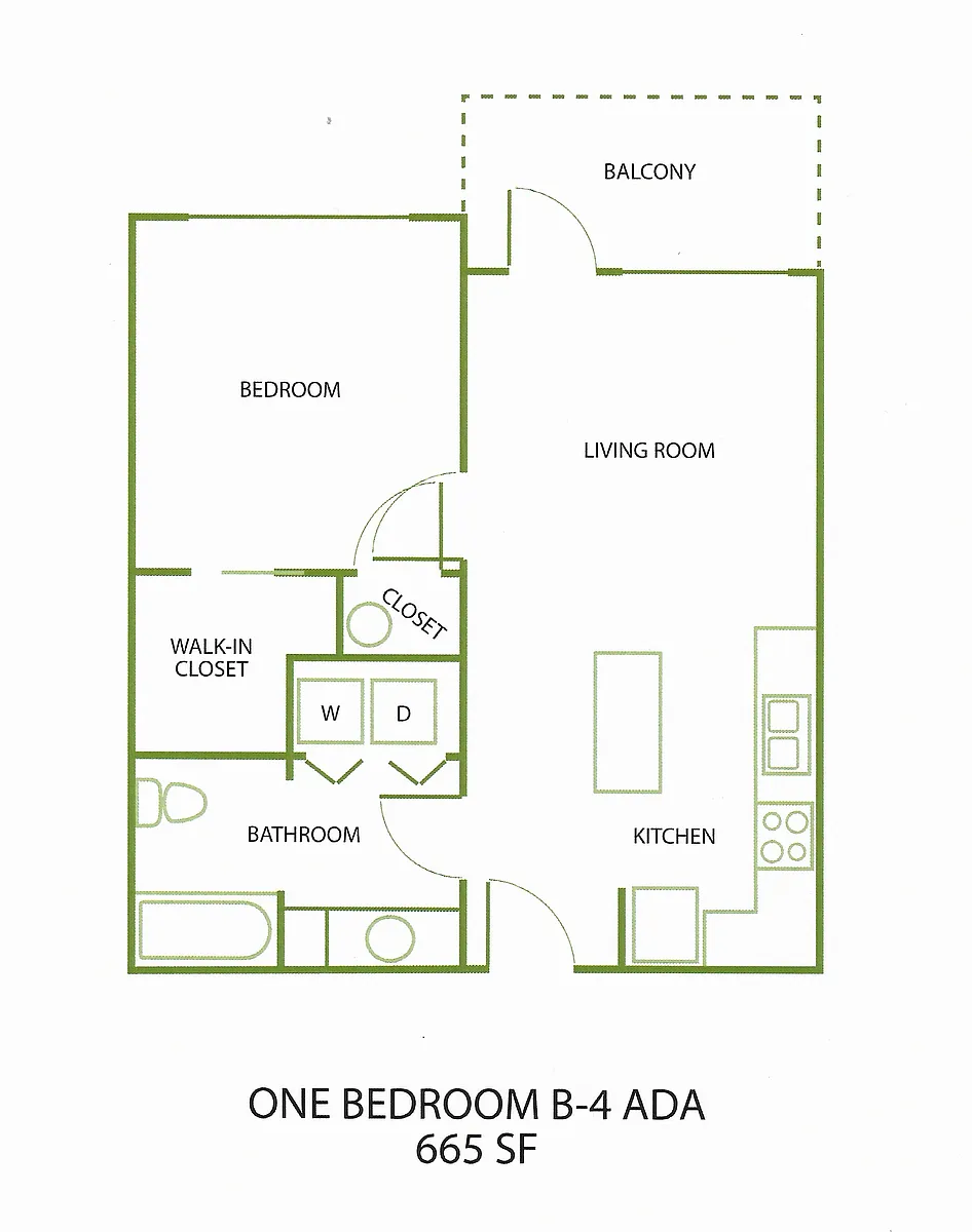 Floor plan 1 Bed/1 Bath-B-4