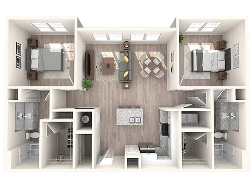 Floor plan 2 Bed, 2 Bath