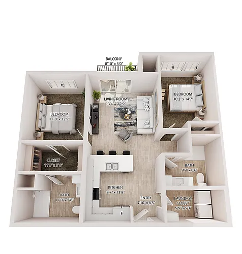 Floor plan 2 Bedrooms 2 Bath
