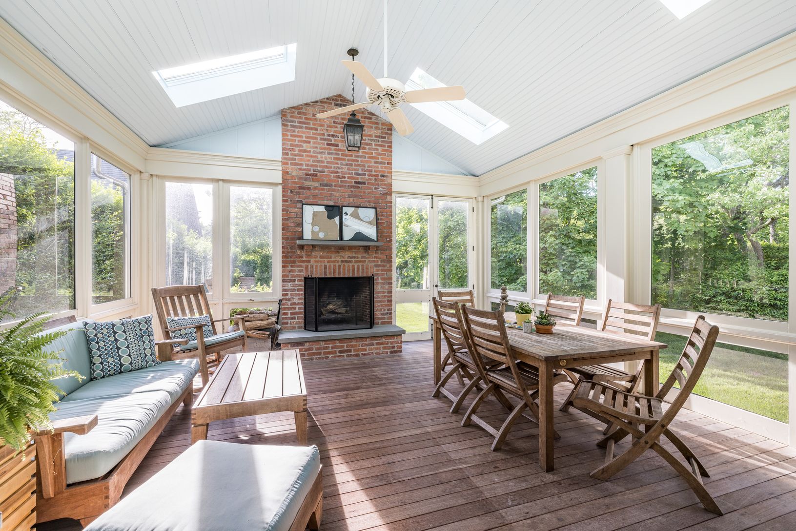  Sunroom with fireplace