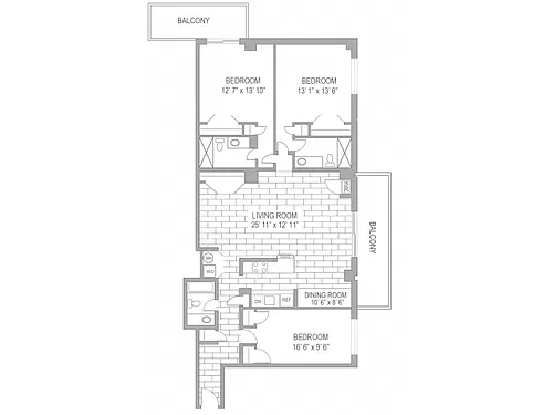 Floor plan 3BR/3BA MODERNIZED
