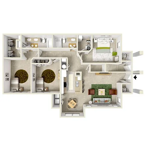 Floor plan 3 Bed/2 Bath Downstairs