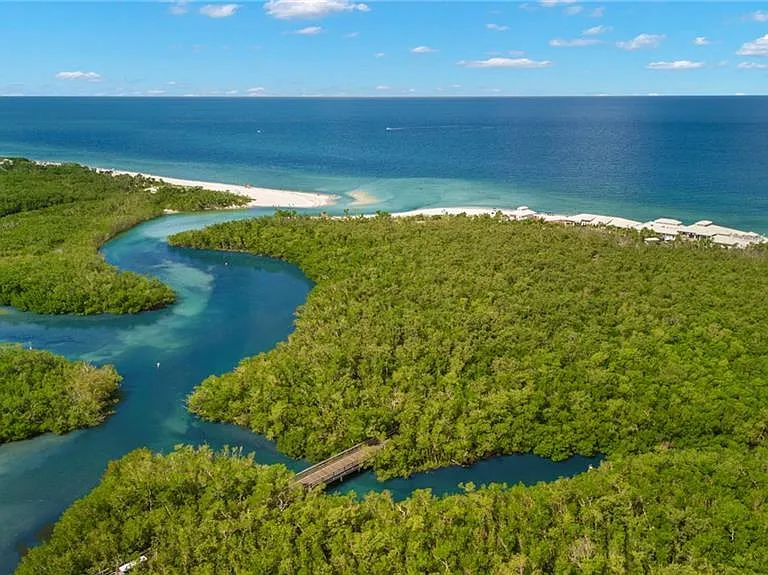 Aerial of Clam Pass and boardwalk thru the Mangroves
