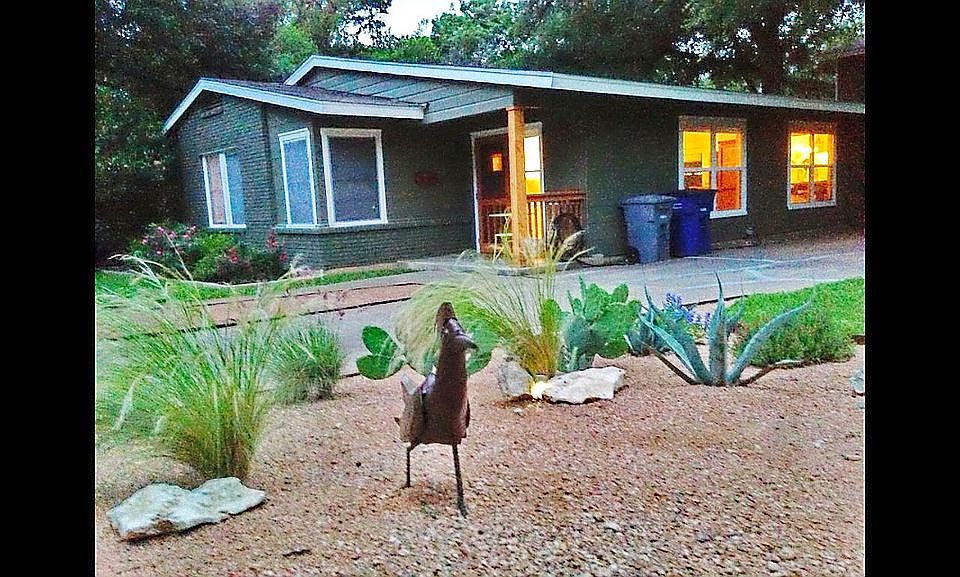 Xeriscaping in front yard. 