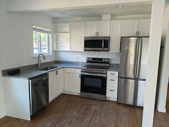 New, stainless steel appliances.