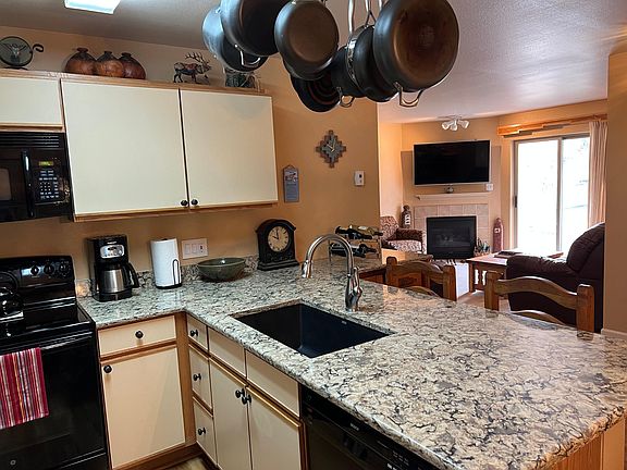 kitchen and living room area