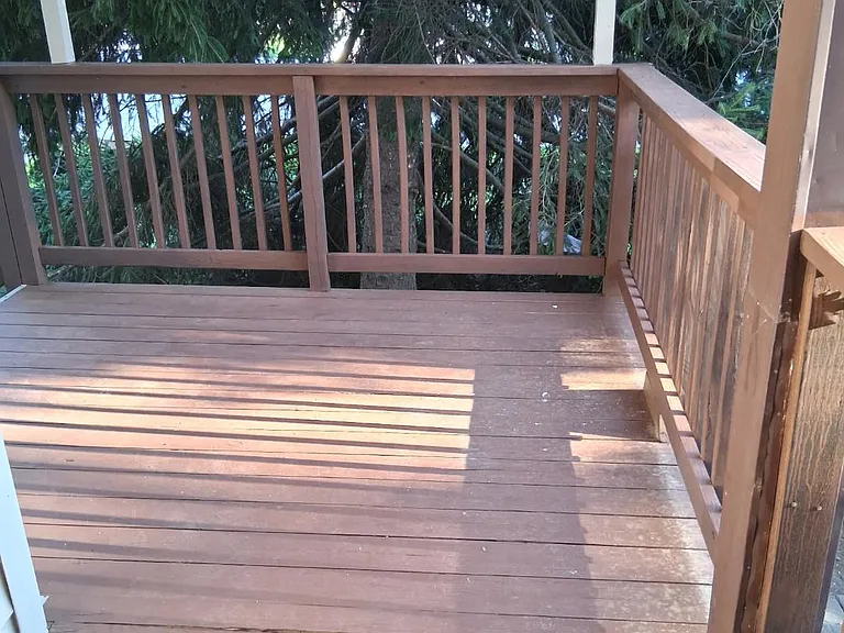 Covered deck leading to private entrance