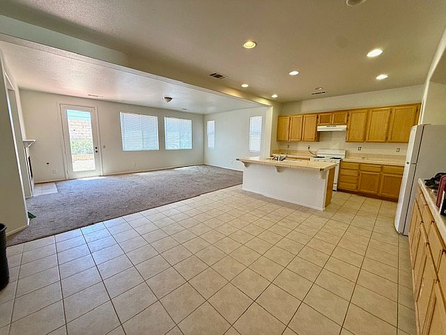 The kitchen and family room