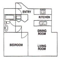 Floor plan 1 Bedroom, 1 Bath Medium