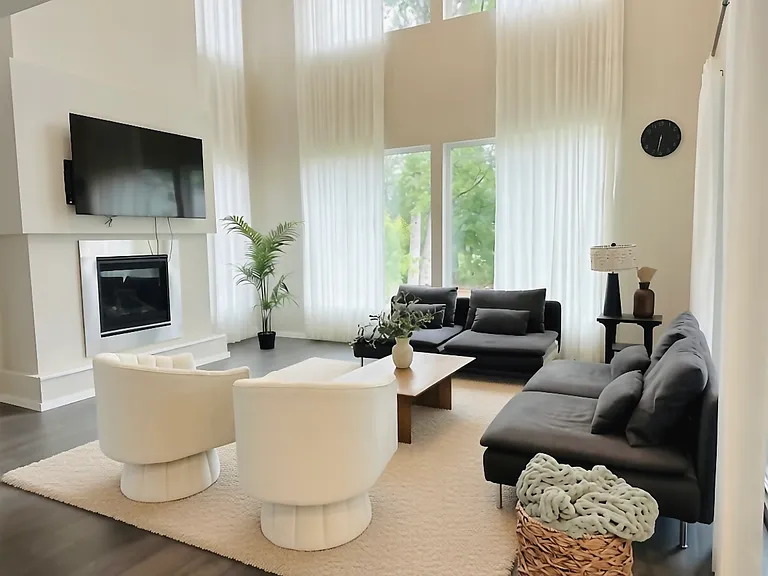 High ceiling living room